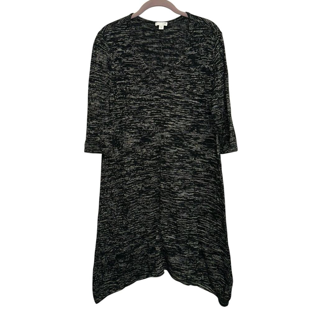 J Jill‎ Silk Blend Sweater Dress Large Lagenlook Tunic Knit Asymmetrical Hem